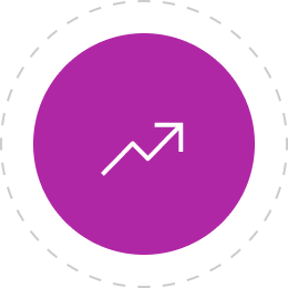 A purple circle with an arrow pointing up.